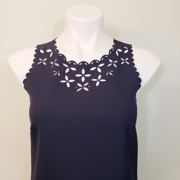 J. Crew Sleeveless Laser Cut Floral Shift Dress Scallop Edge - Picture 3 of 8